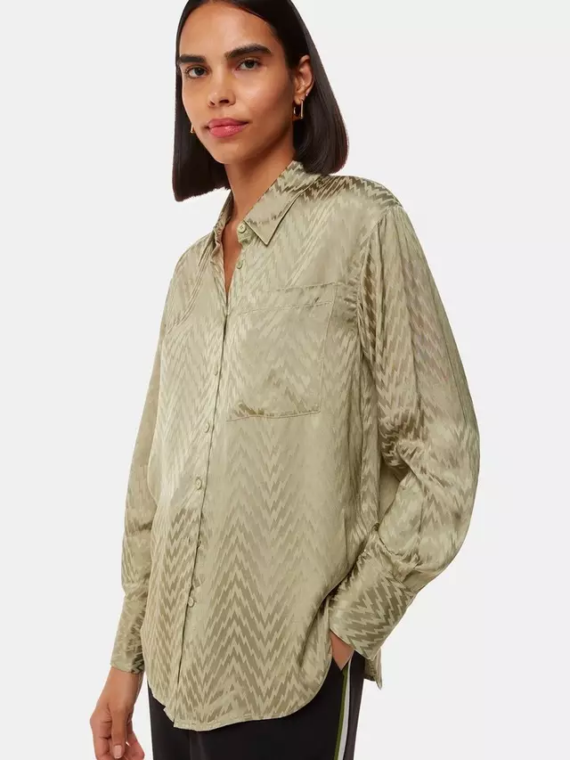 Рубашка Whistles Jacquard Zig Zag, хаки