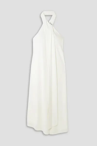 Платье миди Kali из джерси с драпировкой и вырезом халтер Halston, белый