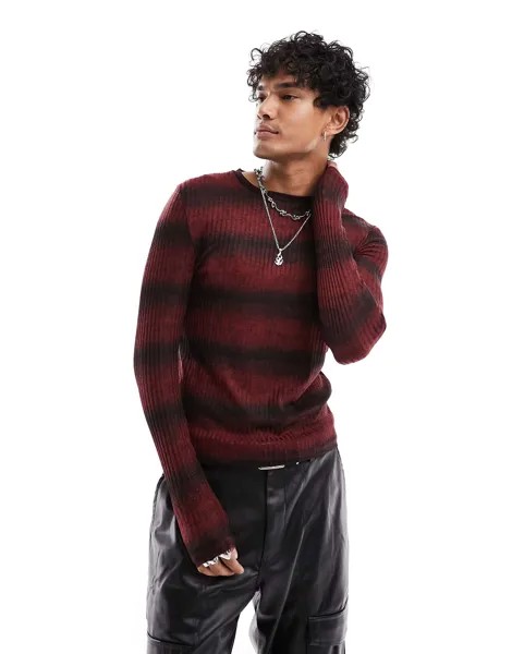 Футболка скинни с длинными рукавами в рубчик ASOS