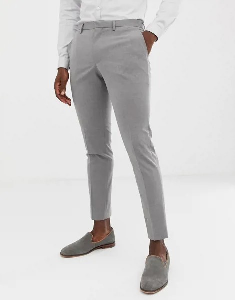 Светло-серые брюки скинни Burton Menswear-Серый
