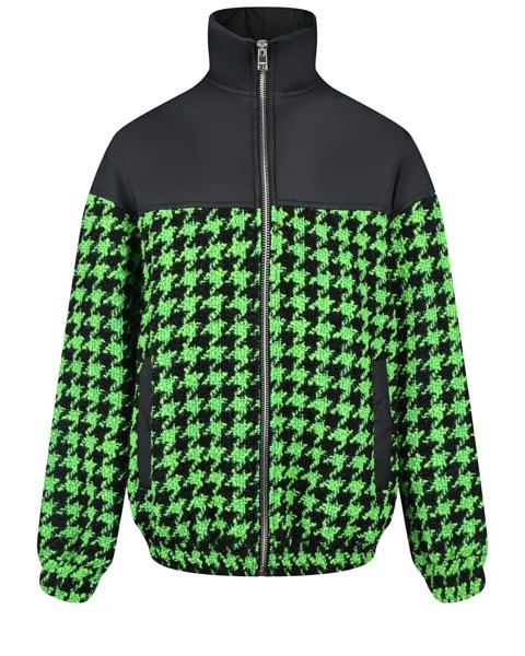 Твидовая куртка в черно-зеленую гусиную лапку MSGM