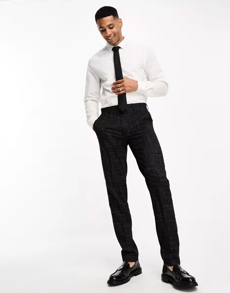 Брюки Asos Design Slim Suit In Crosshatch, черный