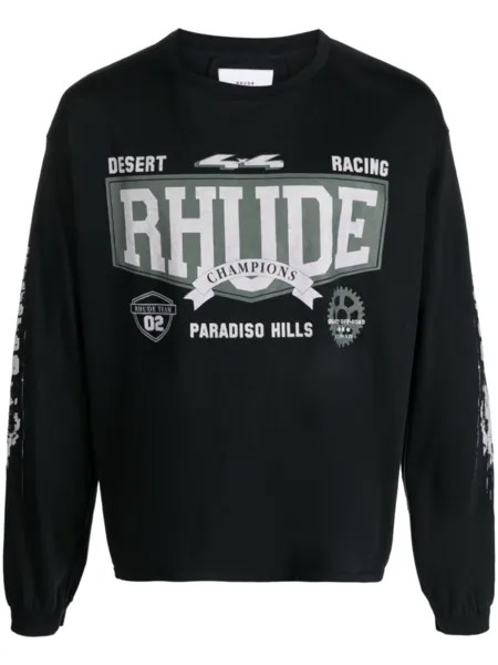 RHUDE logo-print cotton T-shirt, черный