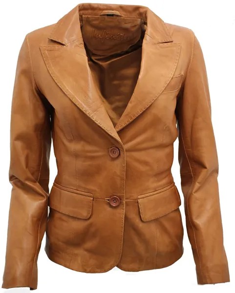 Кожаный пиджак newport на двух пуговицах Infinity Leather, коричневый