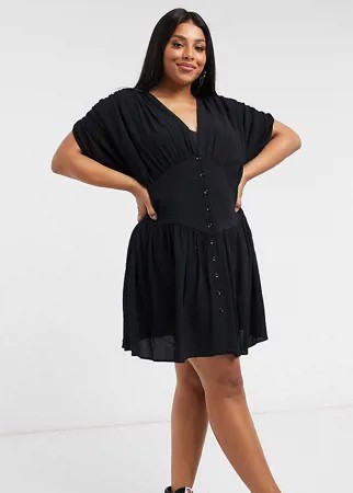 Чайное платье мини на пуговицах ASOS DESIGN Curve-Черный цвет