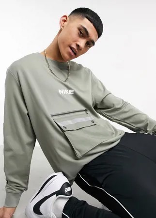 Свитшот цвета хаки с круглым вырезом Nike City Made Pack-Зеленый цвет