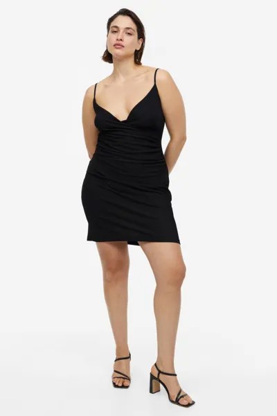Платье из джерси с драпировкой H&M, черный