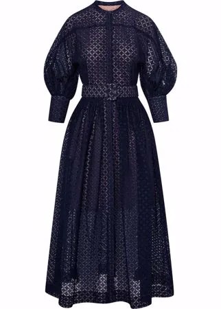 Oscar de la Renta платье-рубашка с объемными рукавами и вышивкой