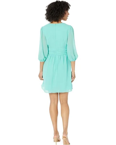 Платье Vince Camuto Chiffon Twist Front Balloon Sleeve Fit-and-Flare, цвет Turquoise