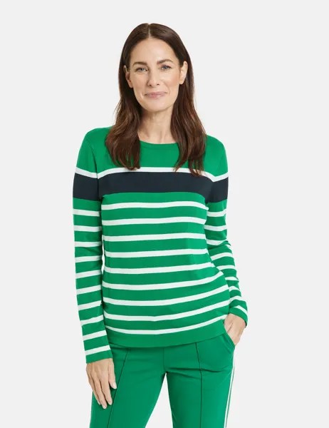 Свитер Gerry Weber Langarm Rundhals, цвет Vibrant Green/Offwhite Striped