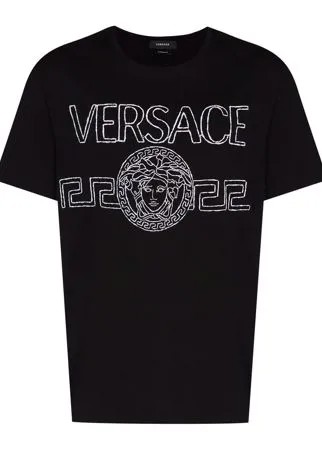 Versace футболка с вышивкой Medusa