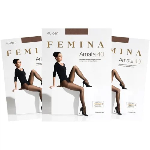 Шелковистые женские колготки Femina, Amata 40 den набор 3 шт., бежевый, размер