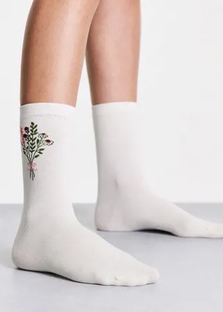 Белые носки из органического хлопка с жаккардовым цветочным принтом & Other Stories-Белый