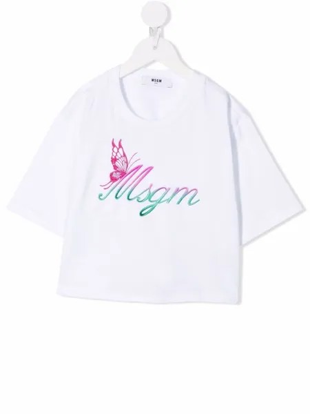 MSGM Kids футболка с вышивкой