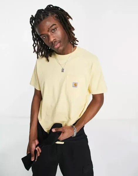 Carhartt WIP – желтая футболка с нагрудным карманом
