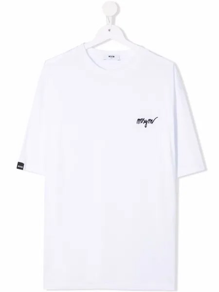 MSGM Kids футболка с вышитым логотипом