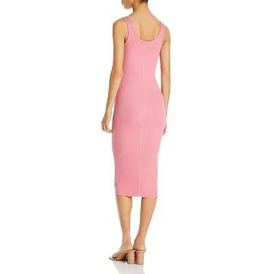 Женское розовое шелковое платье миди в рубчик Enza Costa XS BHFO 8358