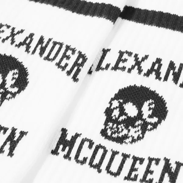 Носки с логотипом Alexander McQueen Varsity Skull, белый/черный