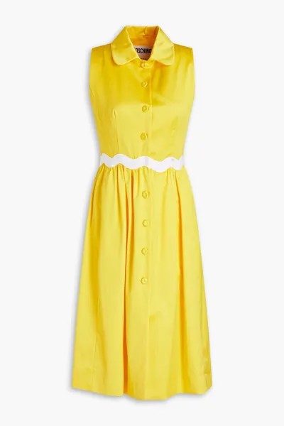 Платье-рубашка миди из поплина со сборками MOSCHINO, желтый