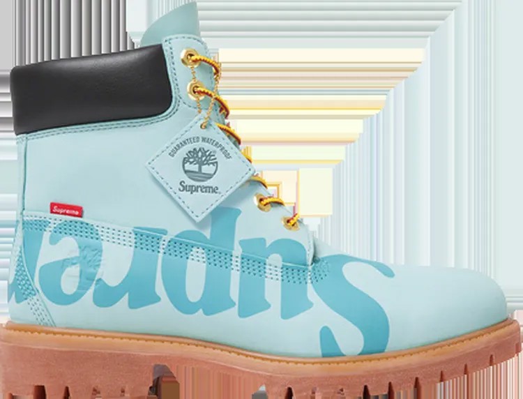 Ботинки Supreme x 6 Inch Premium Waterproof Boot Big Logo - Light Blue, синий