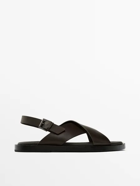 Кожаные сандалии Massimo Dutti, коричневый