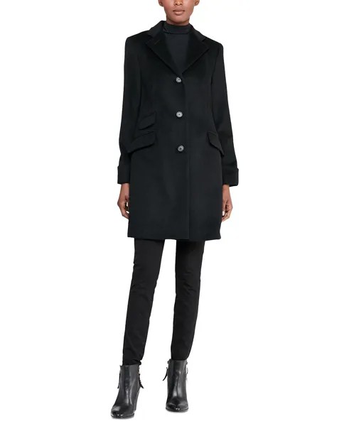 Женское длинное пальто с зубчатым воротником Lauren Ralph Lauren, черный