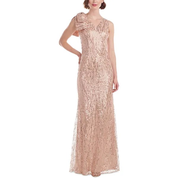 Женское вечернее платье с бантом и блестками JS Collections, цвет Rose Gold