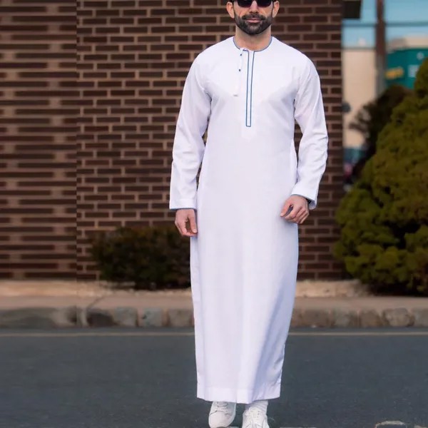 Мусульманская мужская одежда Abaya, мусульманская одежда, арабский халат, индийское платье с круглым вырезом и длинными рукавами, галабия, мусульманская одежда, человек-КАМИС