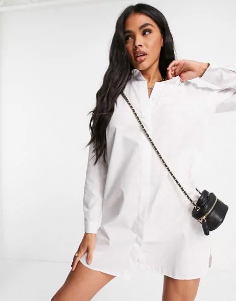 Белое хлопковое платье-рубашка мини ASOS DESIGN-Белый