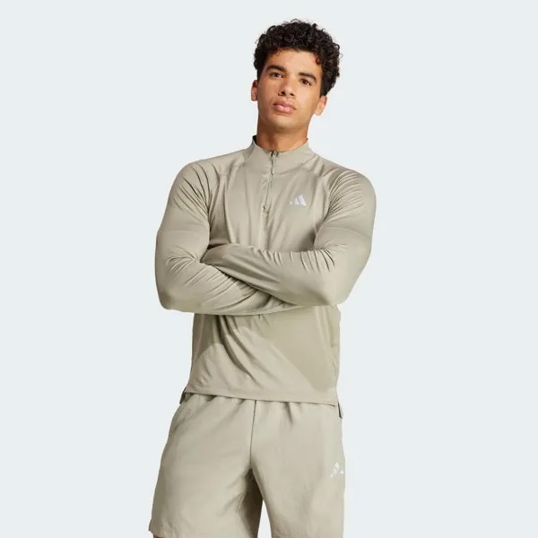 Толстовка Adidas Gym + Training 1/4 Zip Long Sleeve T-Shirt, цвет Silver Pebble