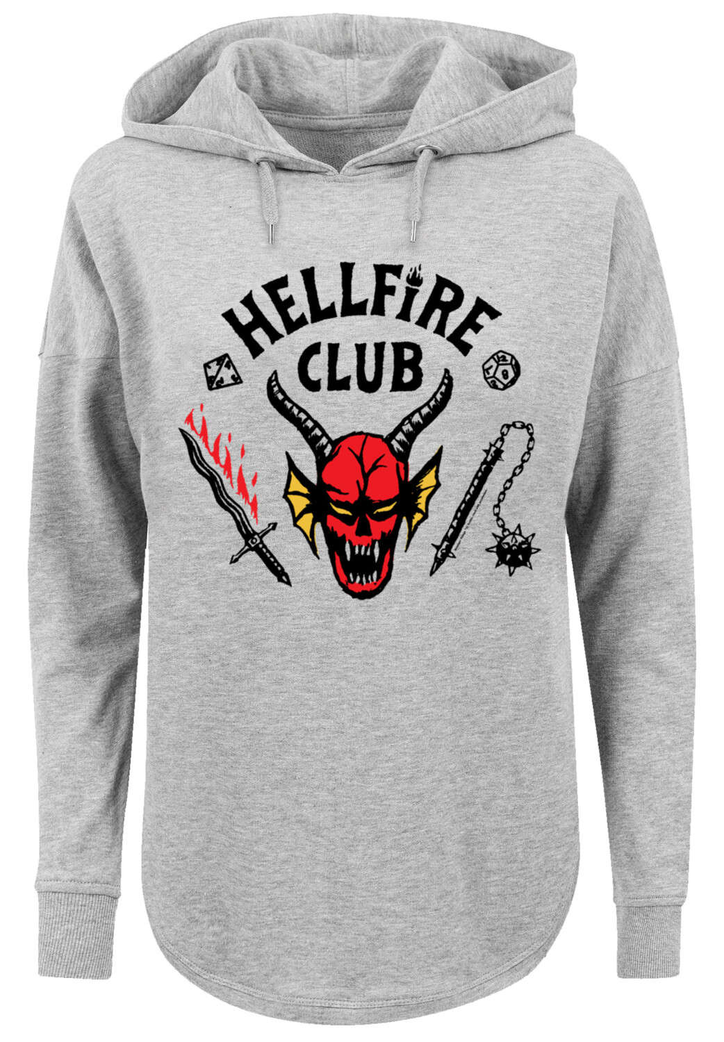Свитер F4NT4STIC Oversized Hoodie Stranger Things Hellfire Club Netflix TV Series, серый