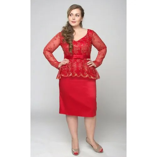 Платье DIVA-PLUS, размер 52, красный