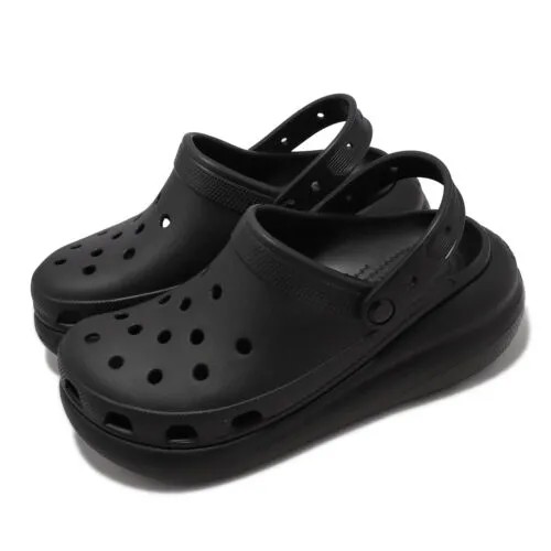 Crocs Classic Crush Clog Черные мужские сандалии унисекс без шнурков на платформе 207521-001