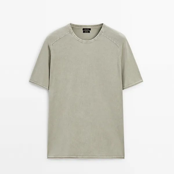 Футболка Massimo Dutti Short Sleeve Cotton Knit, хаки