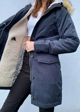 Парка темно-синего цвета на подкладке из искусственного меха Abercrombie & Fitch-Черный