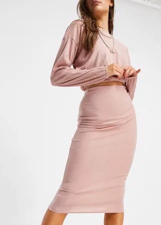 Комплект из кроп-топа и юбки мидакси розового цвета Missguided-Розовый
