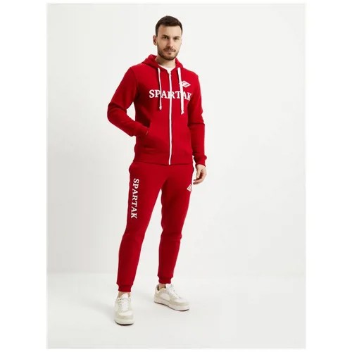 Костюм Fratria, олимпийка, толстовка и брюки, силуэт прямой, капюшон, карманы, утепленный, размер XL, красный