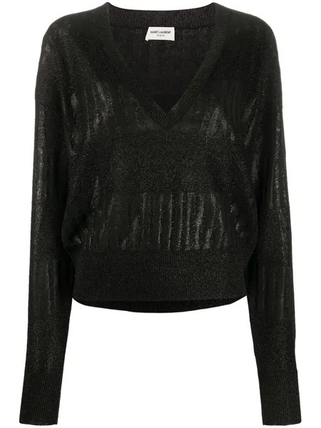 Saint Laurent джемпер из ткани ламе со вставкой в полоску