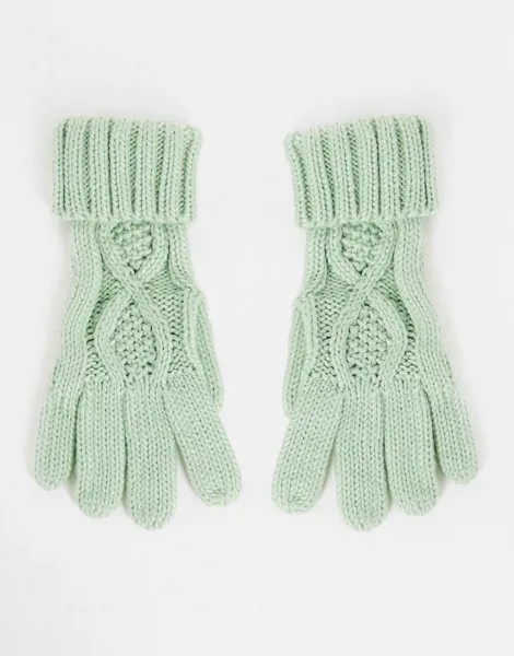 Трикотажные перчатки мятного цвета с узором «коса» Boardmans-Зеленый цвет