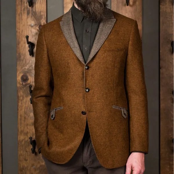 Мужской пиджак 1920-х годов винтажная повседневная куртка контрастного цвета с длинными рукавами