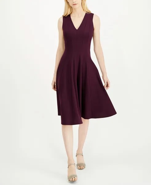 Платье миди с V-образным вырезом Calvin Klein