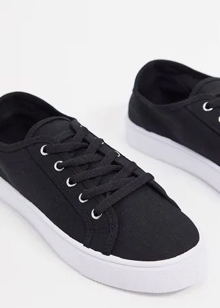 Черные кеды для широкой стопы на шнуровке ASOS DESIGN Dizzy-Черный цвет