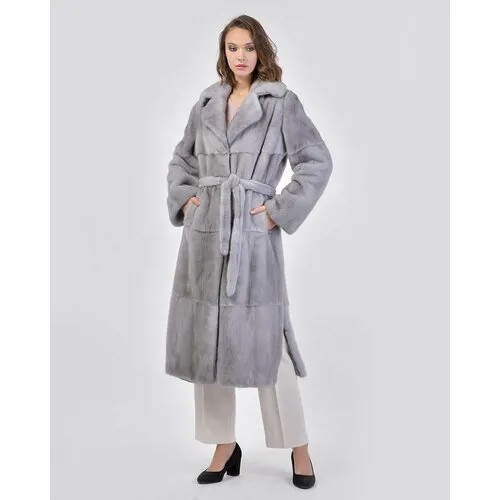 Пальто Manakas Frankfurt, норка, силуэт прямой, размер 38, серый