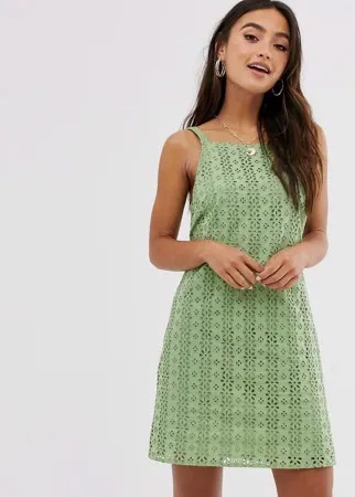 Ажурный сарафан мини с пряжкой на спине ASOS DESIGN-Зеленый