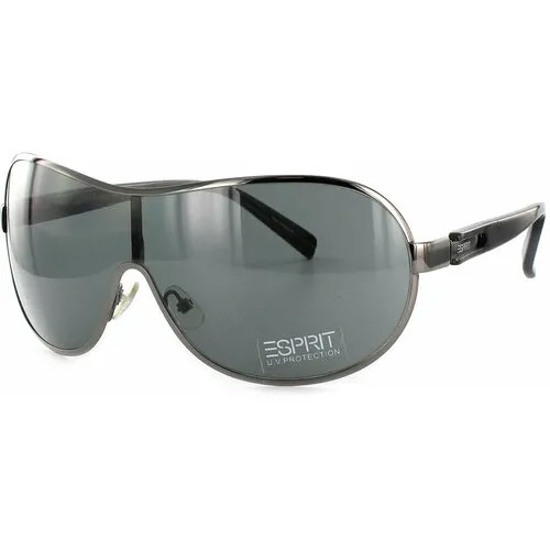 Солнцезащитные очки ESPRIT, монолинза, оправа: металл, с защитой от УФ, зеркальные, для женщин, черный