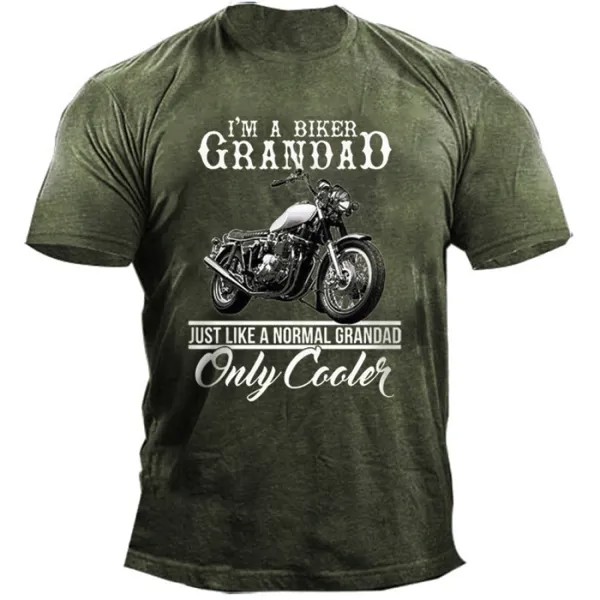 Мужская футболка из хлопка на открытом воздухе I'm A Biker Grandad Motorcycle