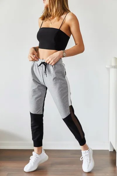 Спортивные штаны с деталями из сетки XHAN, разноцветный