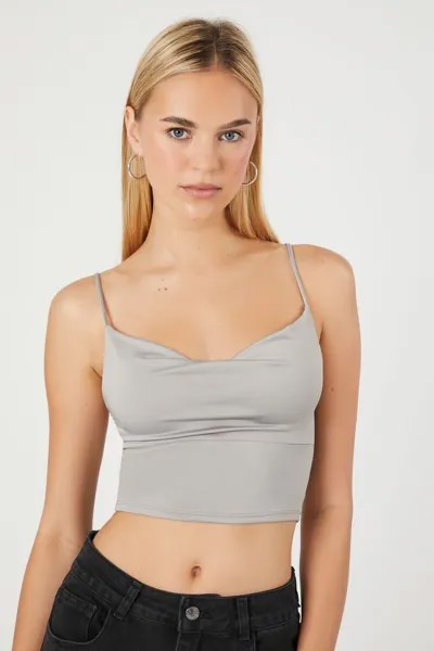 Укороченная майка с завязками на спине Forever 21, серебряный