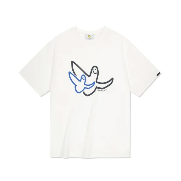 WHATITISNT  Double Angel Big Logo Short Sleeve T-shirt White