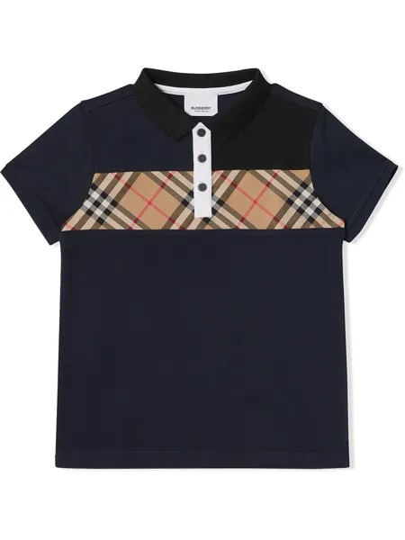 Burberry Kids рубашка-поло со вставкой в клетку Vintage Check